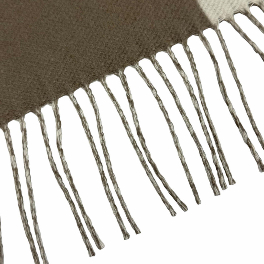 Pristine HERMES Scarf Contest Logo leather tag fringe cashmere Women