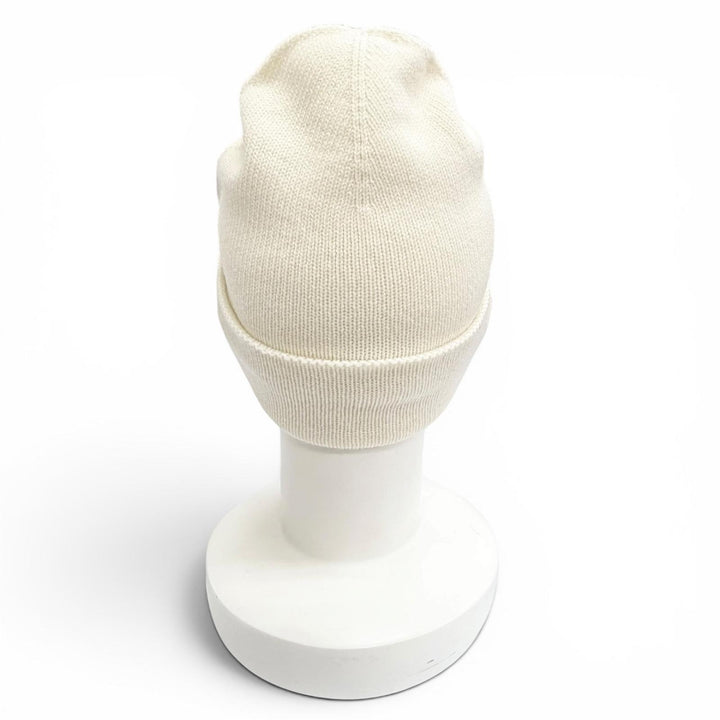 Great CHANEL Knit cap COCO Mark Heart Rhinestone Knit Hat white cashmere Women