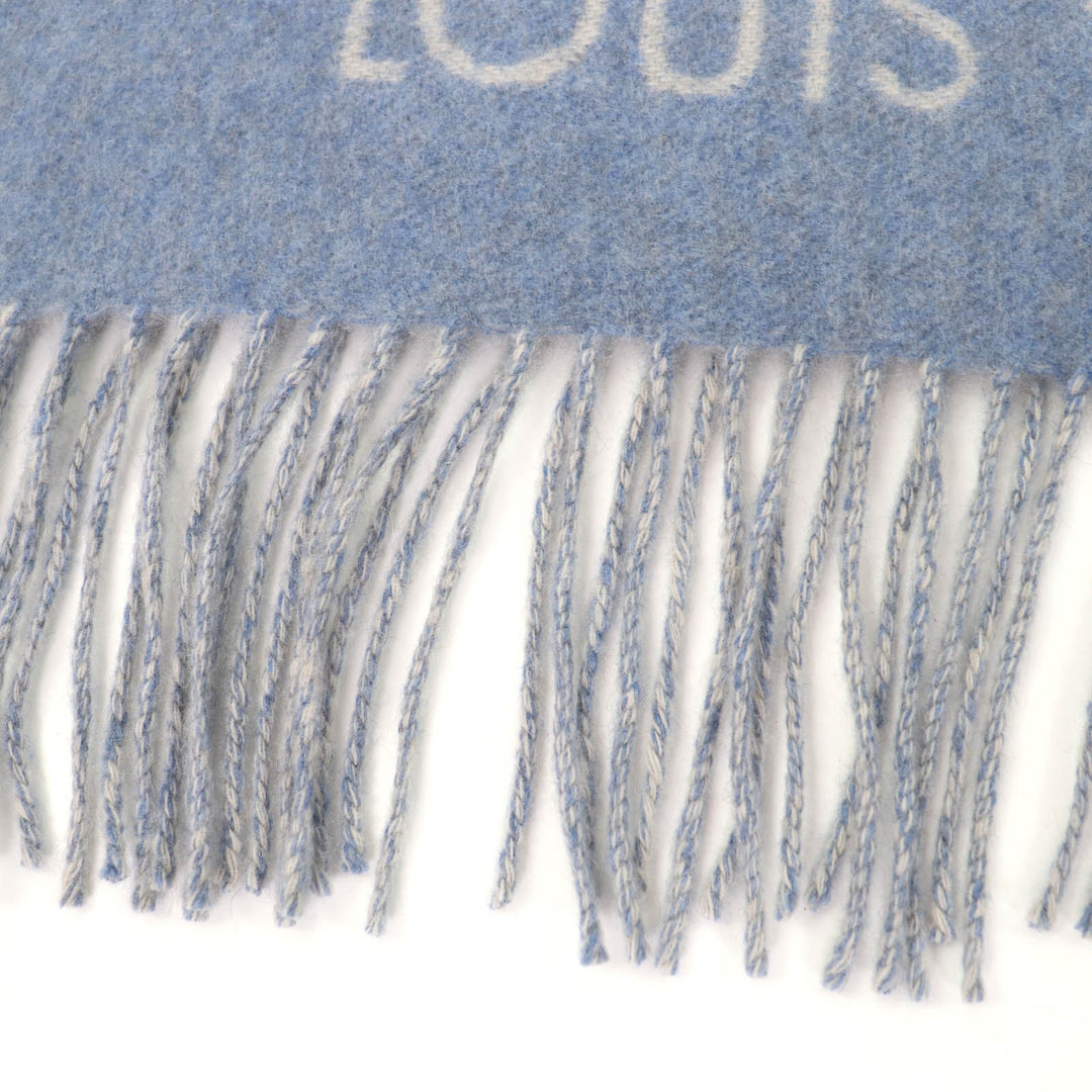 Excellent LOUIS VUITTON Scarf Escalp Reykjavik Monogram blue cashmere M75704