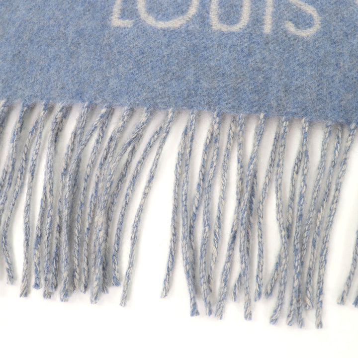 Excellent LOUIS VUITTON Scarf Escalp Reykjavik Monogram blue cashmere M75704