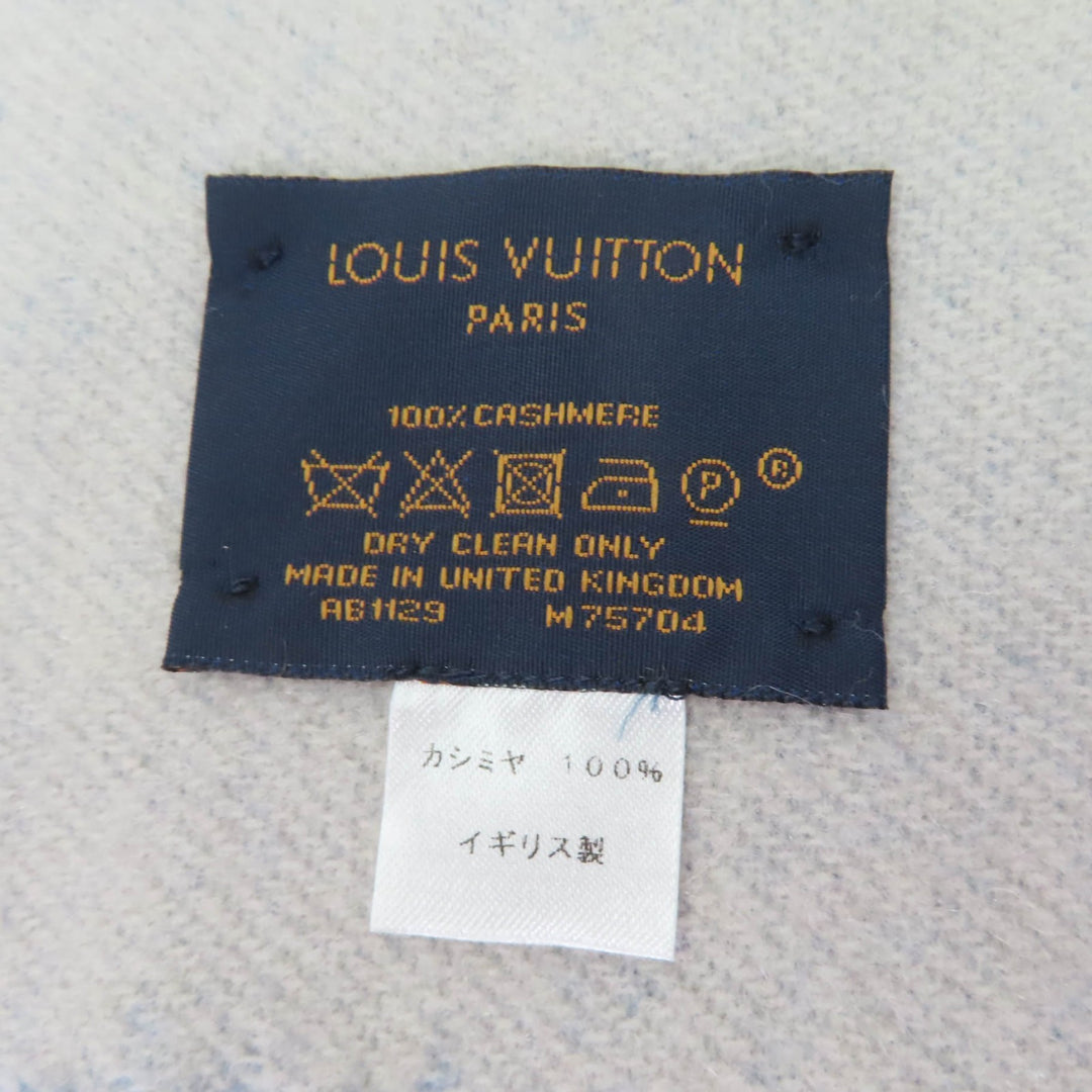 Excellent LOUIS VUITTON Scarf Escalp Reykjavik Monogram blue cashmere M75704