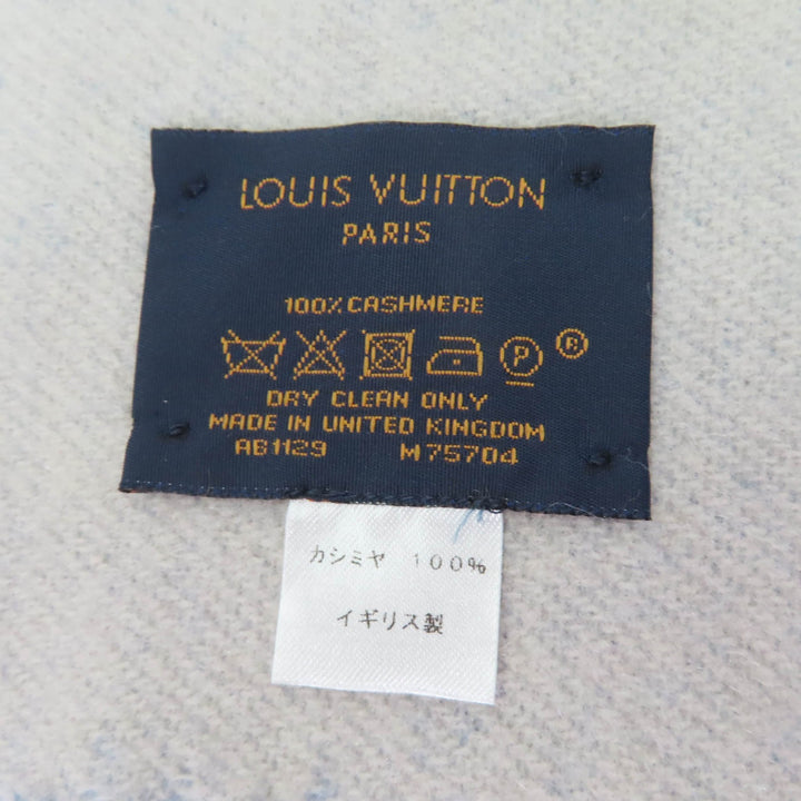 Excellent LOUIS VUITTON Scarf Escalp Reykjavik Monogram blue cashmere M75704