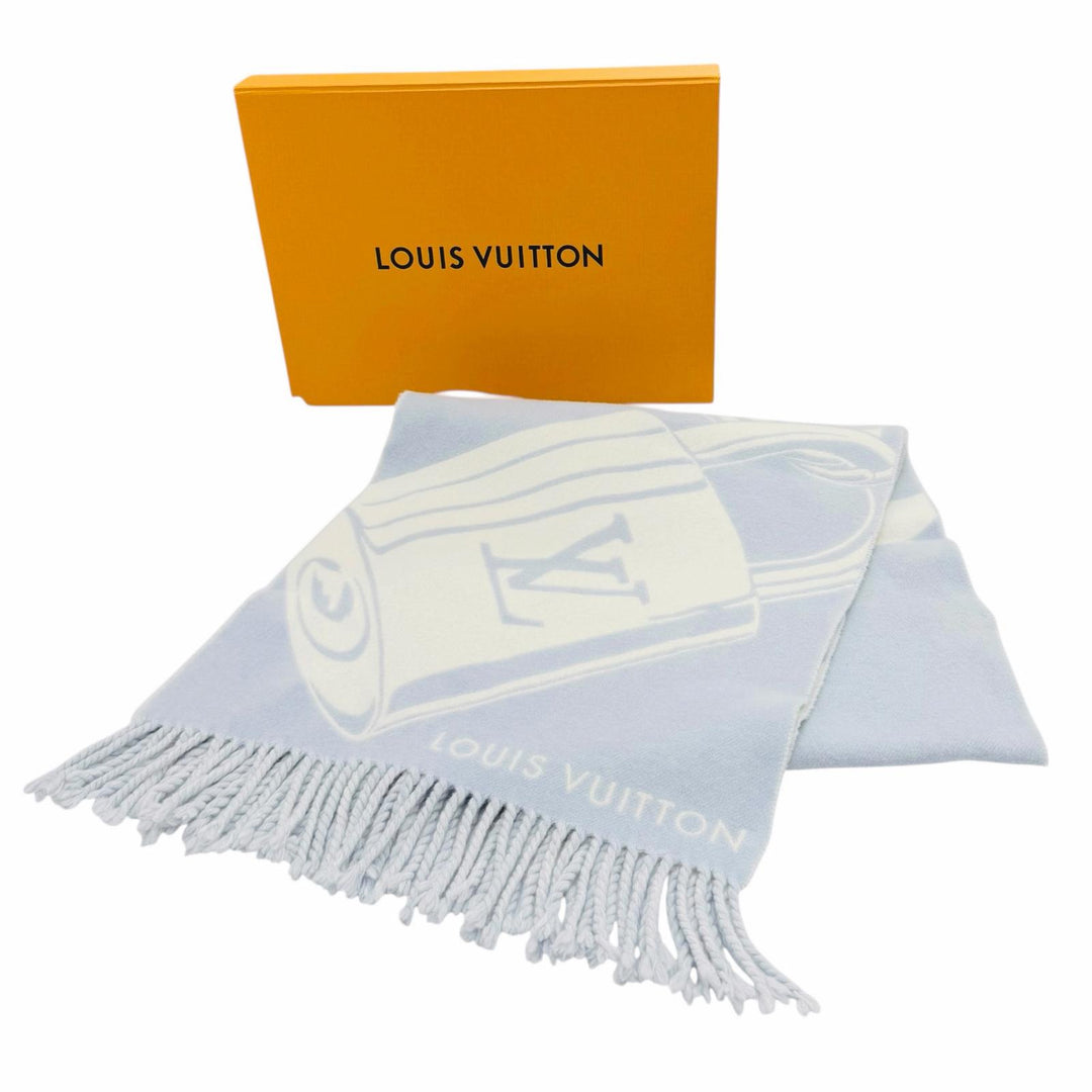 Great LOUIS VUITTON Scarf Muffler Lock and Keys With fringe wool Women M96825