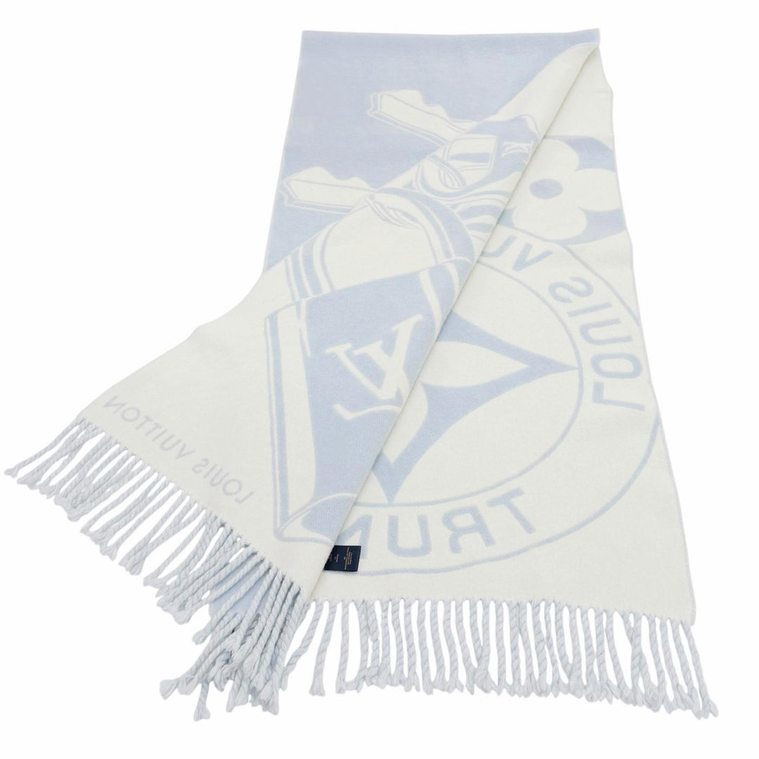 Great LOUIS VUITTON Scarf Muffler Lock and Keys With fringe wool Women M96825