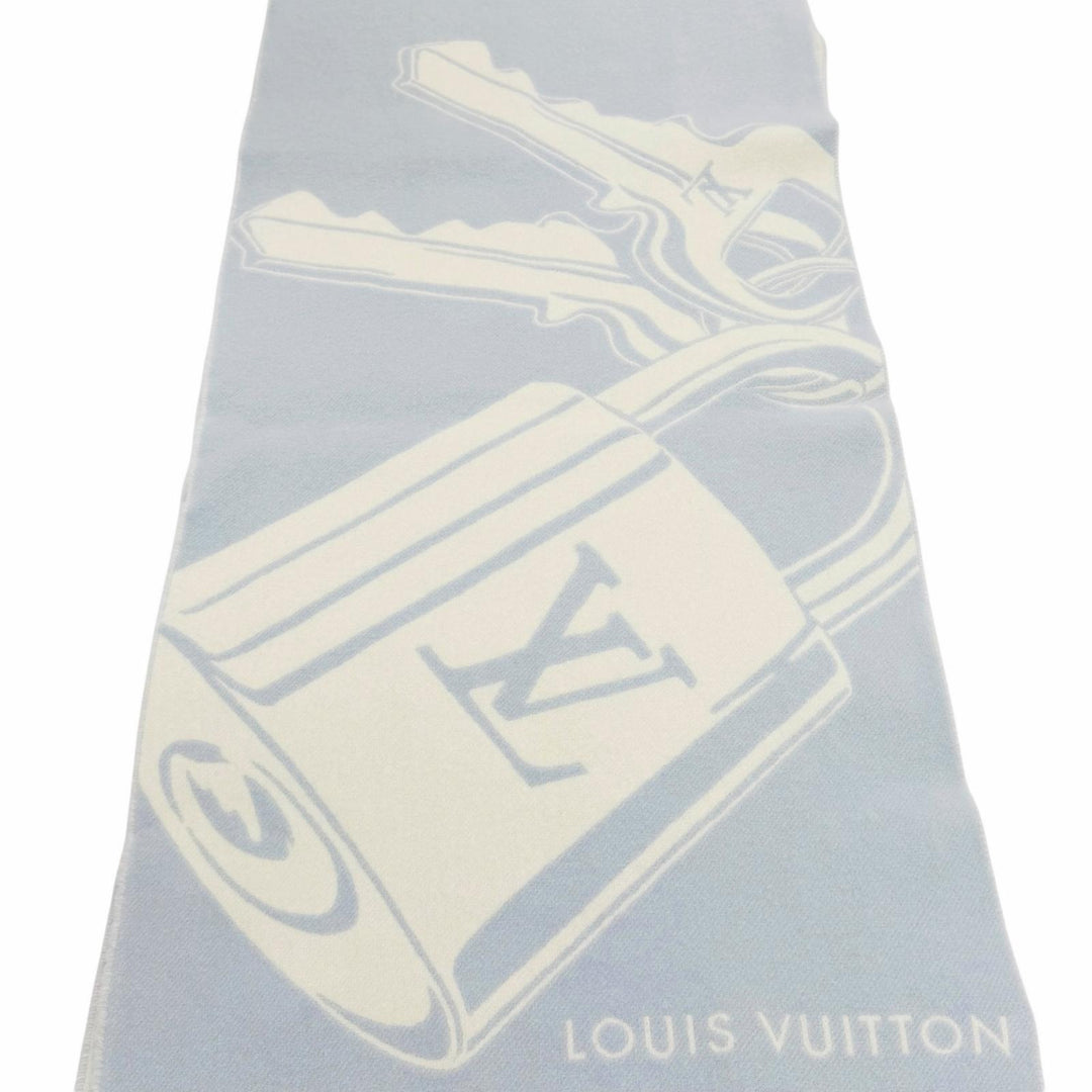 Great LOUIS VUITTON Scarf Muffler Lock and Keys With fringe wool Women M96825