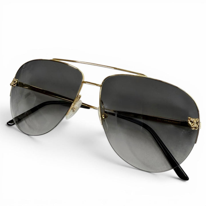 Excellent Cartier sunglasses PANTHERE de Cartier gold mens CT0065S