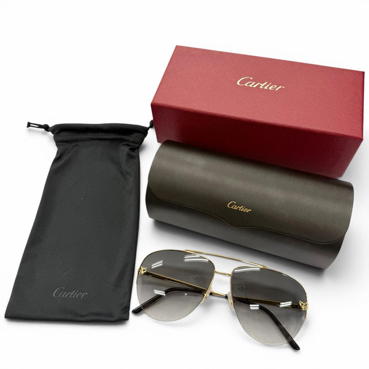 Excellent Cartier sunglasses PANTHERE de Cartier gold mens CT0065S