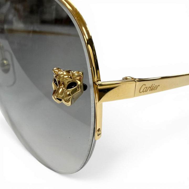 Excellent Cartier sunglasses PANTHERE de Cartier gold mens CT0065S