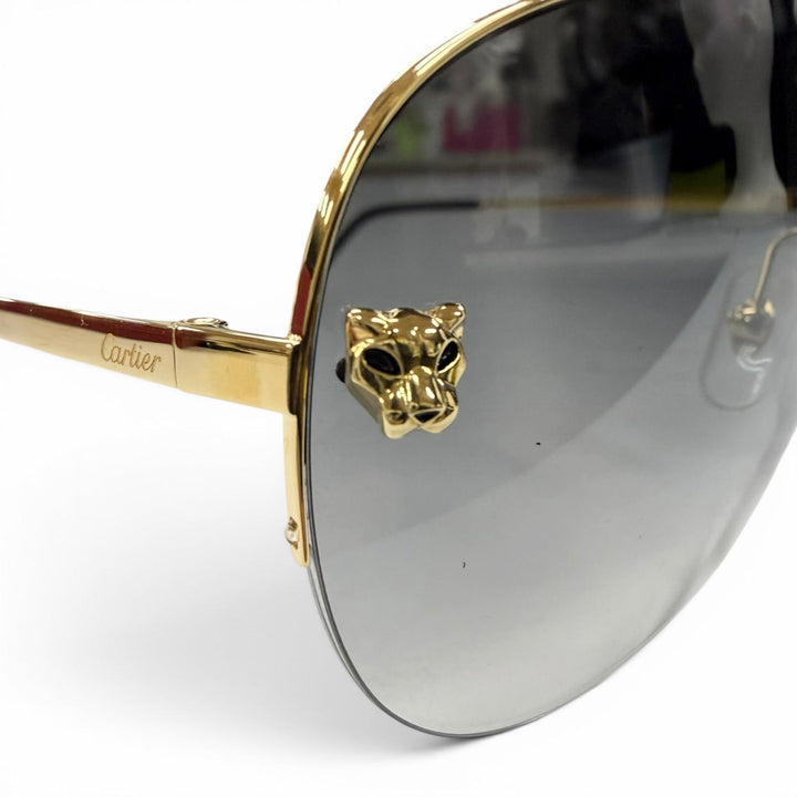 Excellent Cartier sunglasses PANTHERE de Cartier gold mens CT0065S