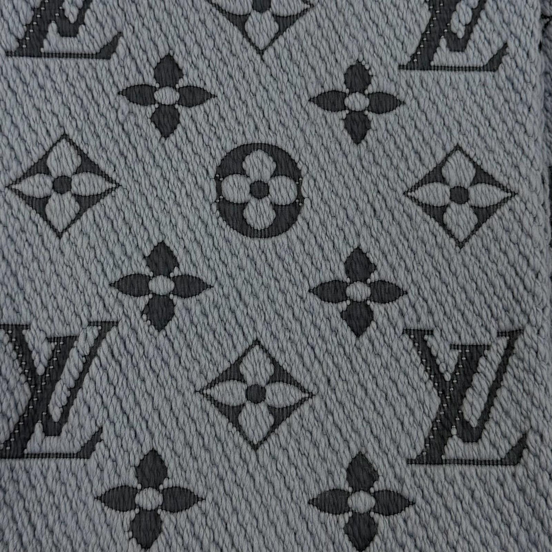 Great LOUIS VUITTON Scarf Escalp Logo Mania With fringe blue wool Women M75702