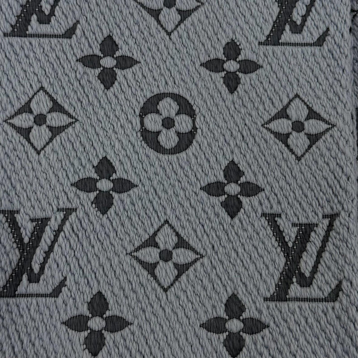Great LOUIS VUITTON Scarf Escalp Logo Mania With fringe blue wool Women M75702