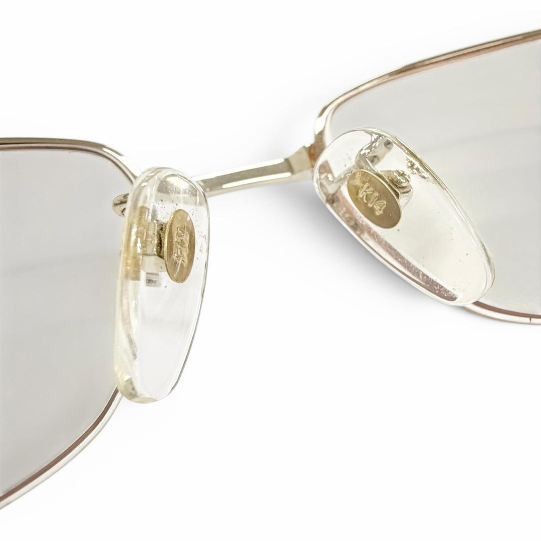 Very Good BURBERRY Glasses Half rim White gold K14WG mens