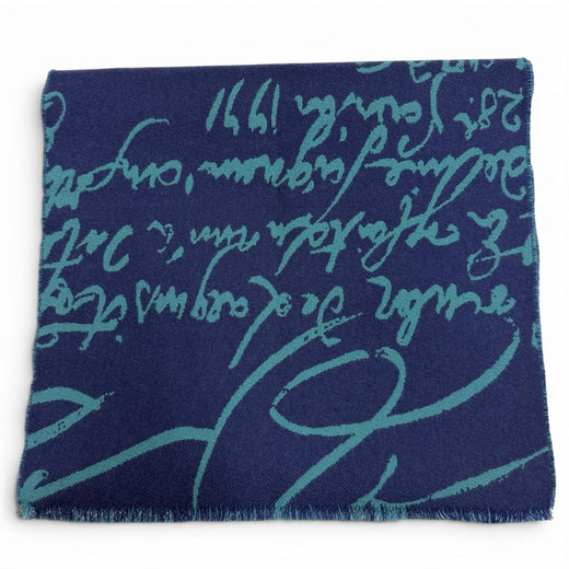 Great BERLUTI Scarf Calligraphy reversible Navy wool mens