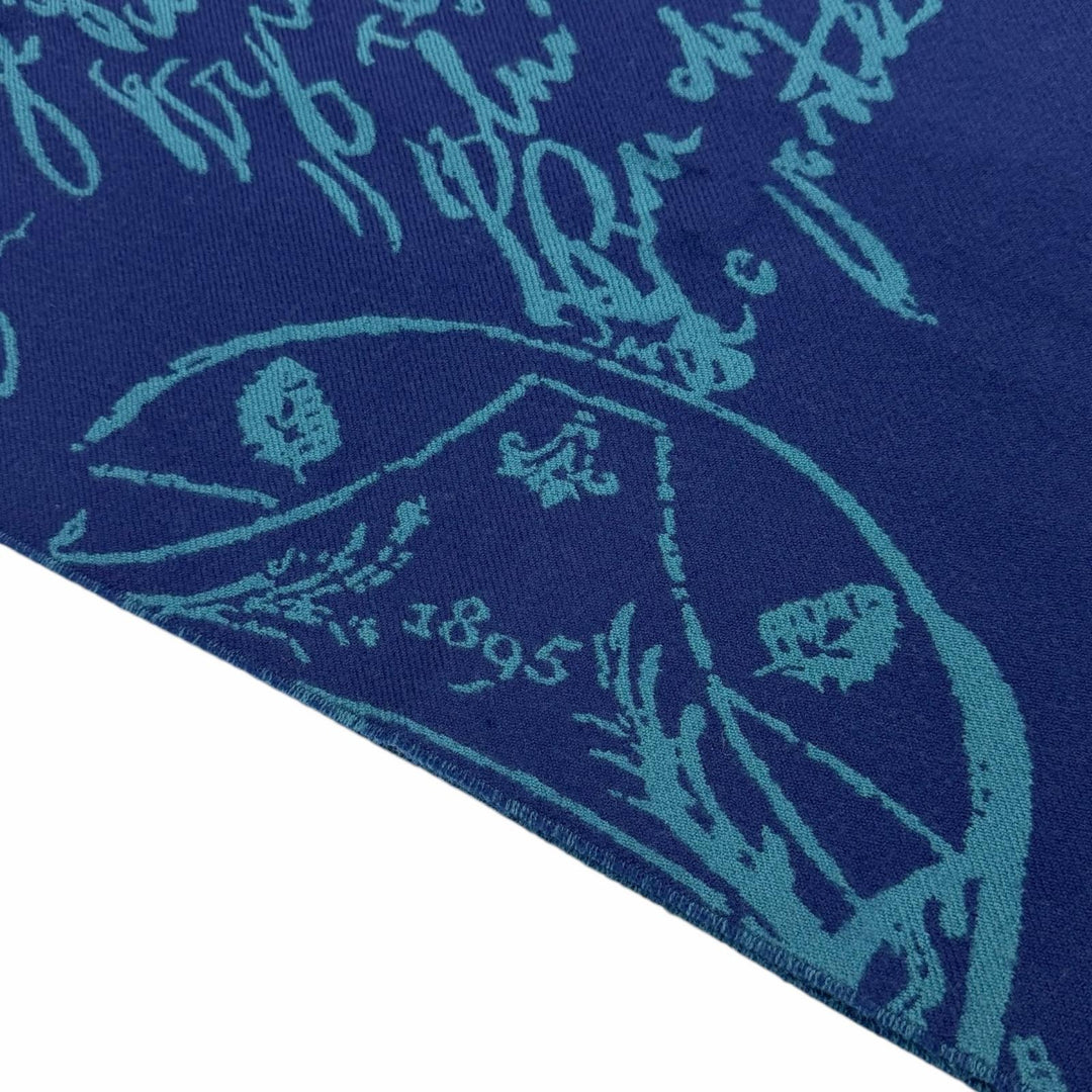 Great BERLUTI Scarf Calligraphy reversible Navy wool mens