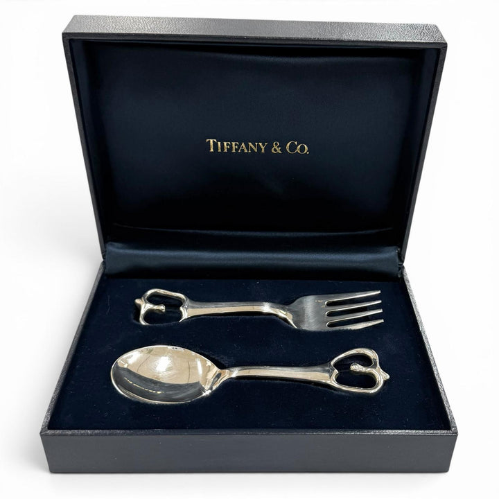Excellent TIFFANY&Co. Tableware Open Heart Baby Set Silver 925 Kids