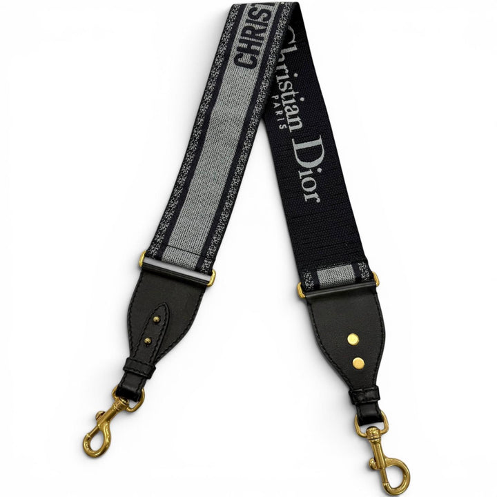Great Christian Dior Shoulder strap Embroidery Navy canvas Women