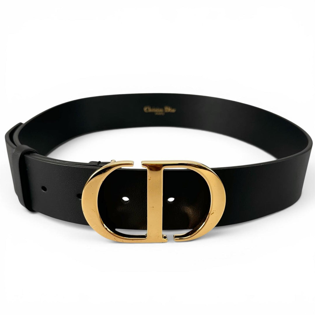 Great Christian Dior belt 30 MONTAIGNE CD logo buckle black leather Women