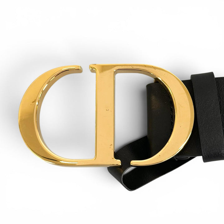 Great Christian Dior belt 30 MONTAIGNE CD logo buckle black leather Women