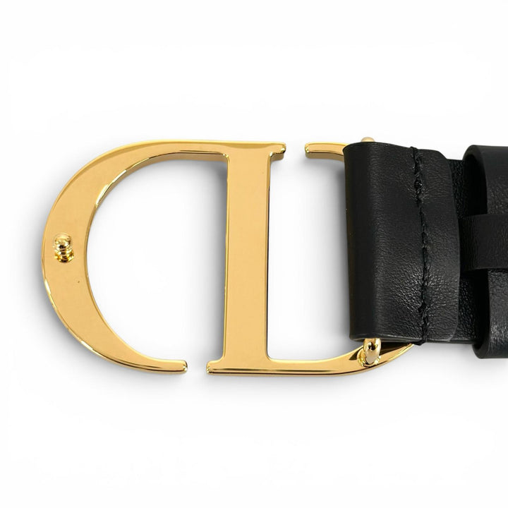 Great Christian Dior belt 30 MONTAIGNE CD logo buckle black leather Women