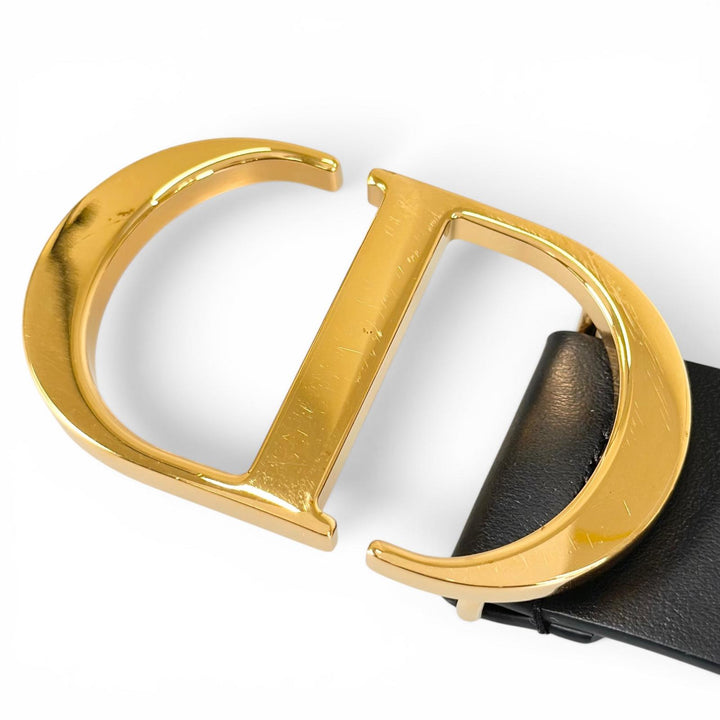 Great Christian Dior belt 30 MONTAIGNE CD logo buckle black leather Women
