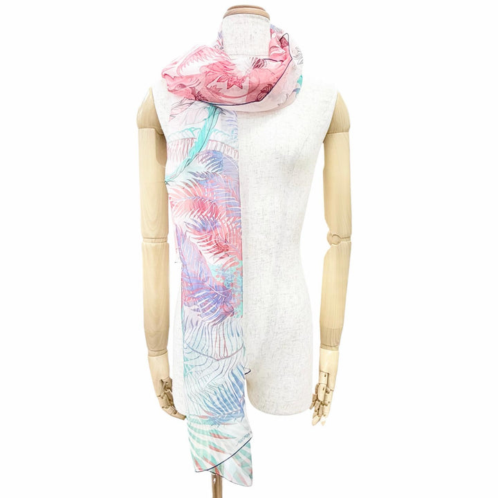 Excellent HERMES Stall Muslin Mythiques Phoenix Long scarf Red silk Women