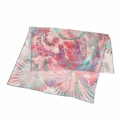 Excellent HERMES Stall Muslin Mythiques Phoenix Long scarf Red silk Women