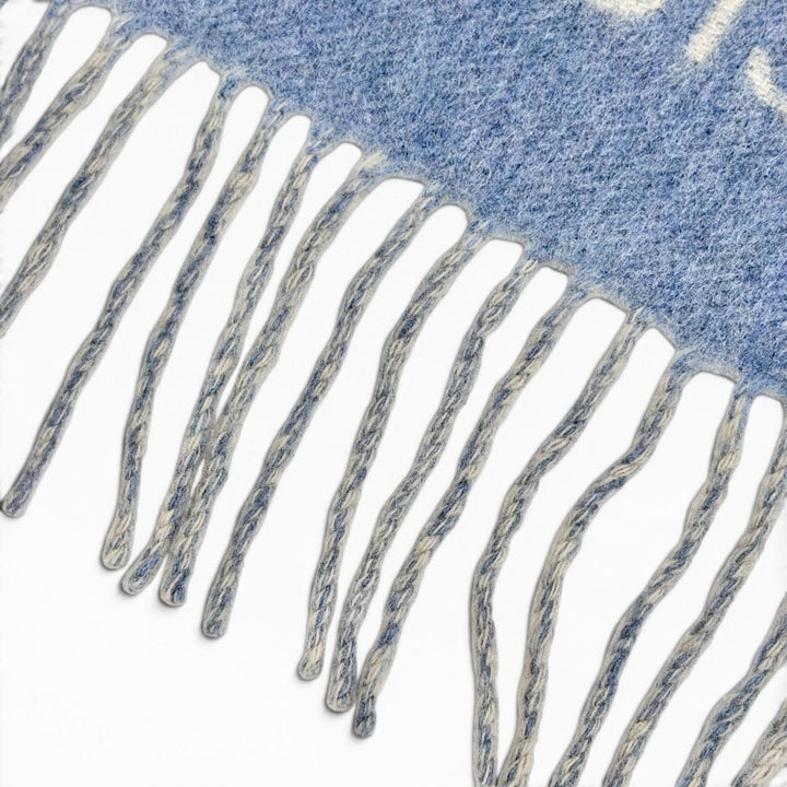 Great LOUIS VUITTON Scarf Escalp Reykjavik Monogram fringe blue cashmere M75704
