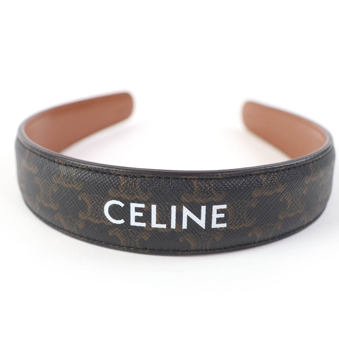 Excellent CELINE Katyusha Triomphe logo hairband hair accessory Tan 46Z952CCT