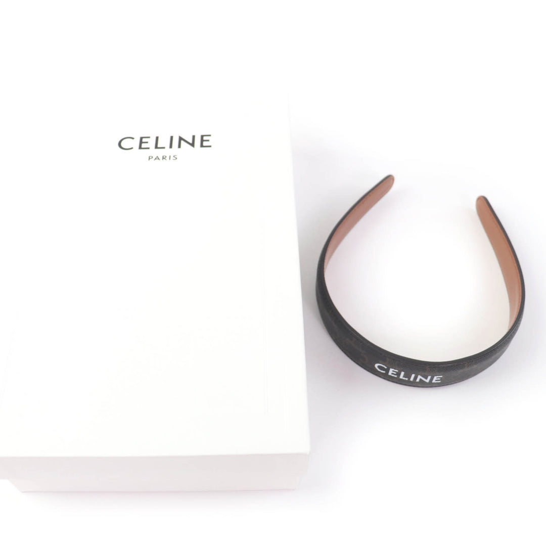 Excellent CELINE Katyusha Triomphe logo hairband hair accessory Tan 46Z952CCT