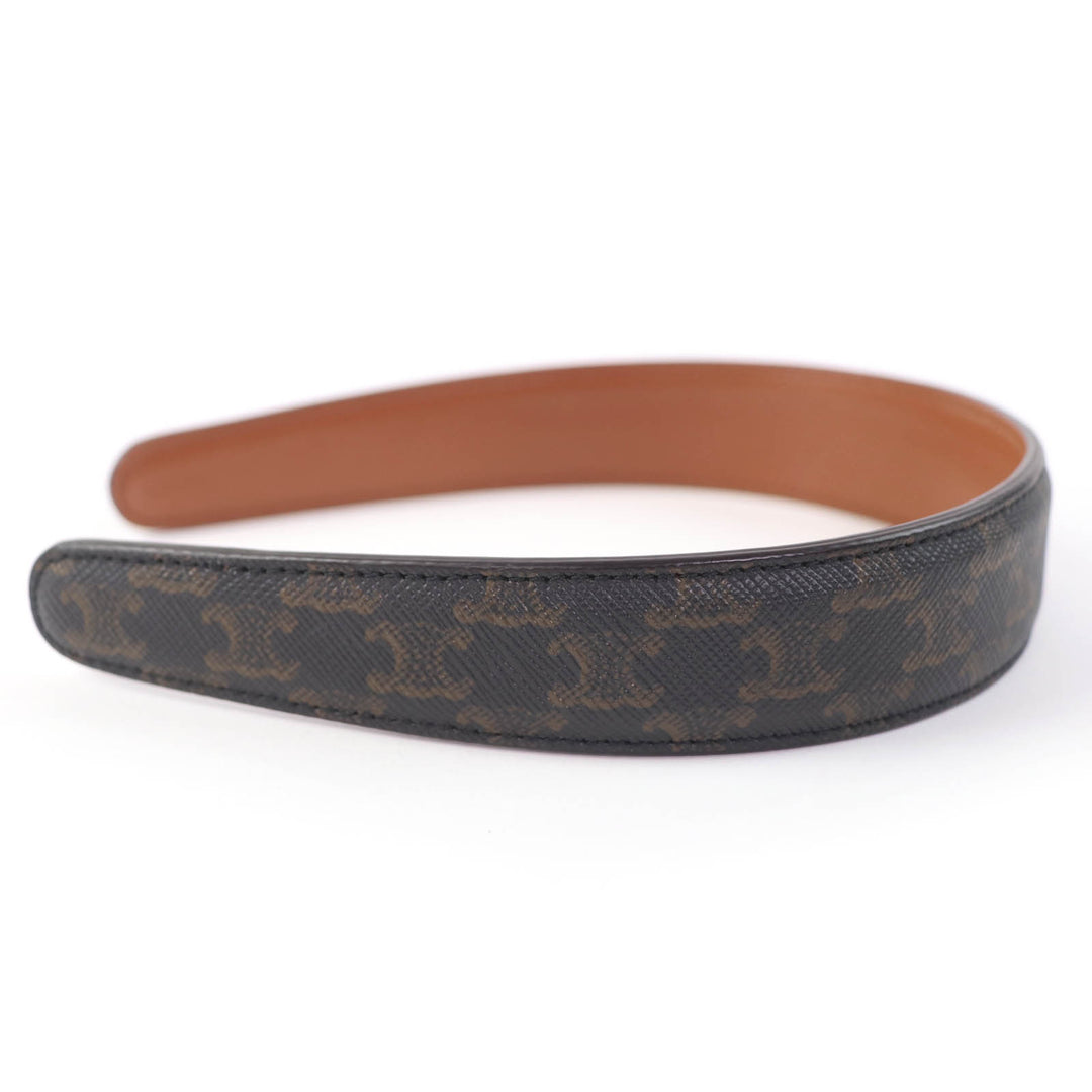 Excellent CELINE Katyusha Triomphe logo hairband hair accessory Tan 46Z952CCT