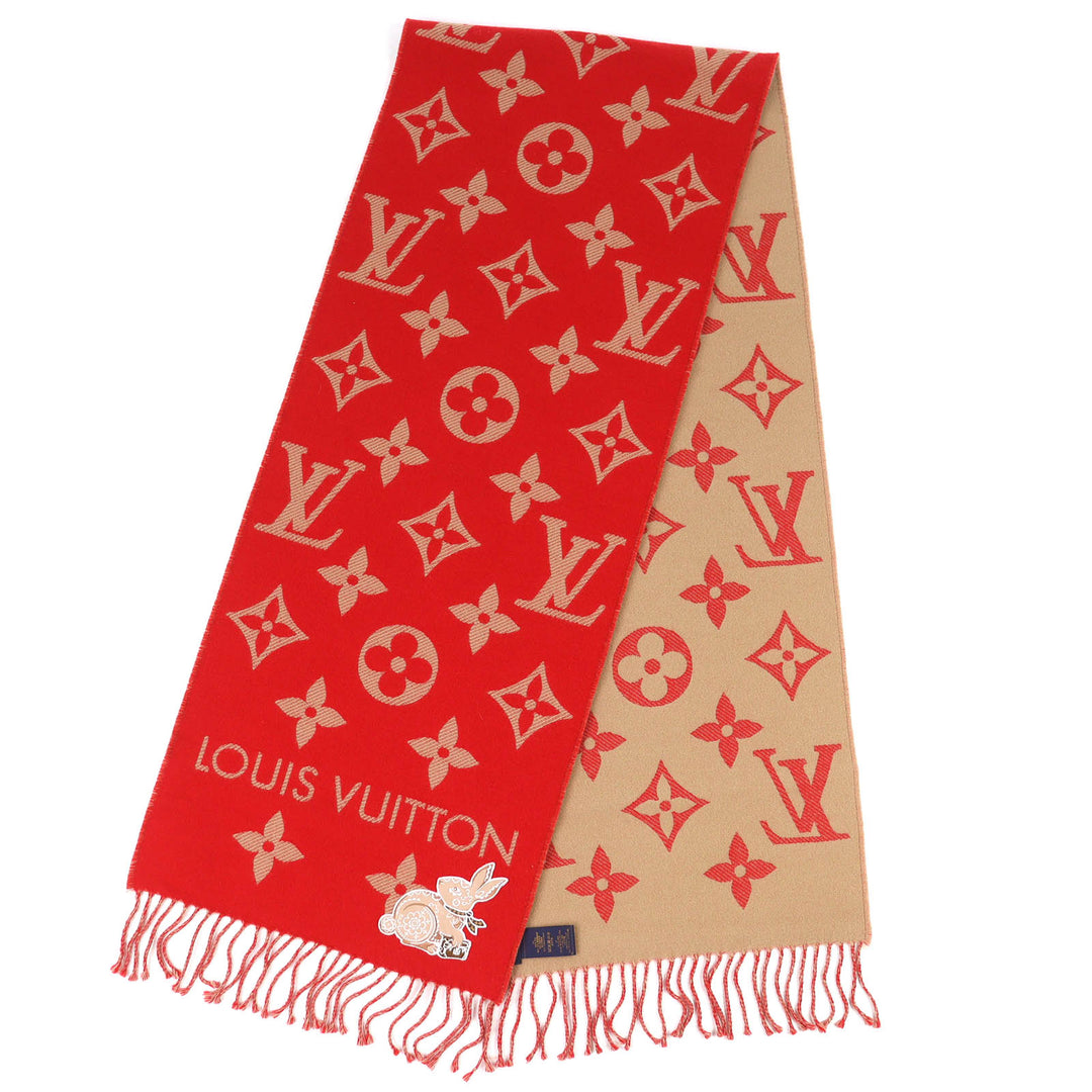 Excellent LOUIS VUITTON Scarf Echarpe LV Essential Precious Rabbit M78166