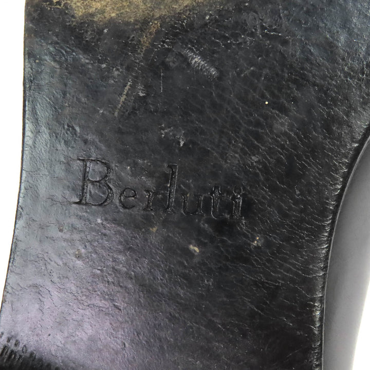 Discounted Very Good Berluti Leather shoes Monk strap plain toe Black series 8.5