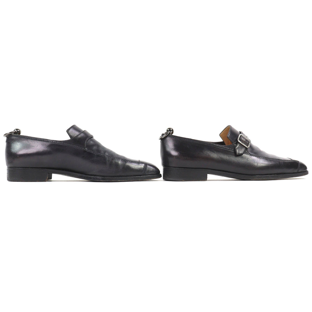 Discounted Very Good Berluti Leather shoes Monk strap plain toe Black series 8.5