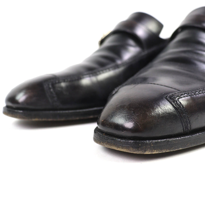 Discounted Very Good Berluti Leather shoes Monk strap plain toe Black series 8.5