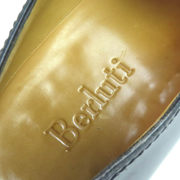 Discounted Very Good Berluti Leather shoes Monk strap plain toe Black series 8.5