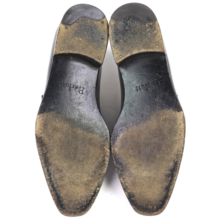Discounted Very Good Berluti Leather shoes Monk strap plain toe Black series 8.5