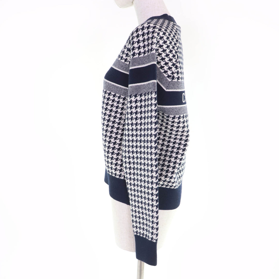 Excellent Christian Dior knit Houndstooth long-sleeved shirt cashmere Women 38