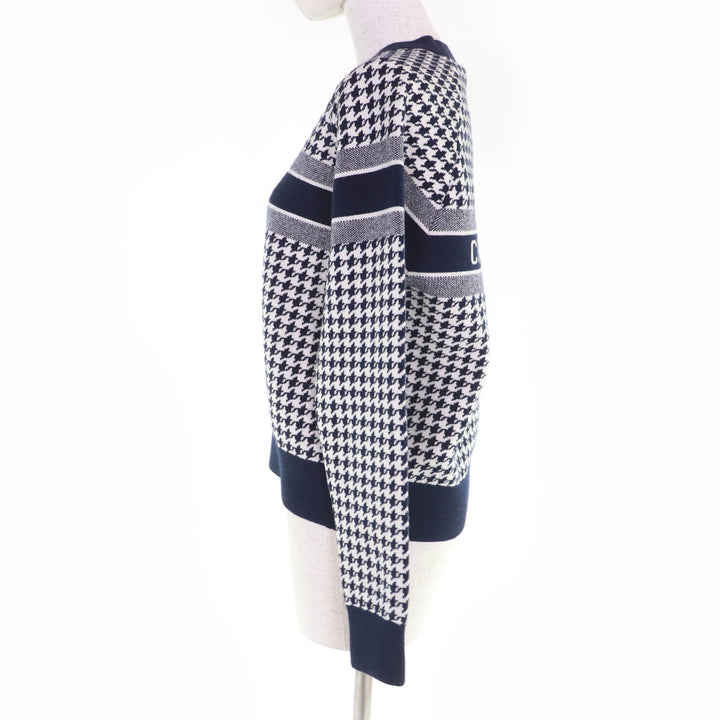 Excellent Christian Dior knit Houndstooth long-sleeved shirt cashmere Women 38