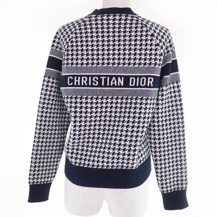 Excellent Christian Dior knit Houndstooth long-sleeved shirt cashmere Women 38