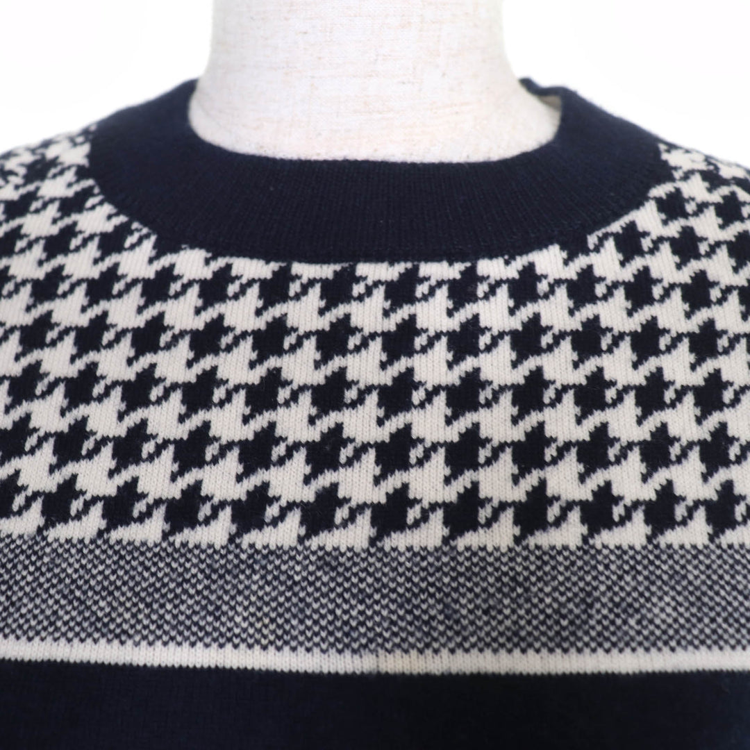Excellent Christian Dior knit Houndstooth long-sleeved shirt cashmere Women 38