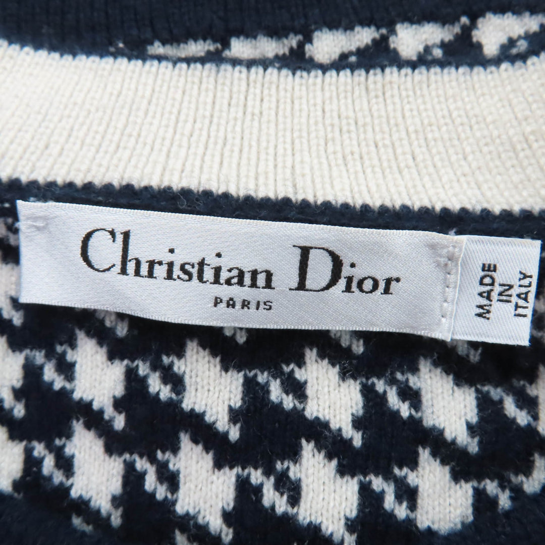 Excellent Christian Dior knit Houndstooth long-sleeved shirt cashmere Women 38