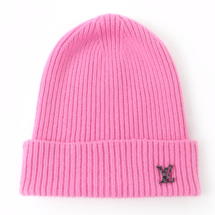 Excellent LOUIS VUITTON Knit cap Bonnet LV Ahead pink cashmere Women M77040