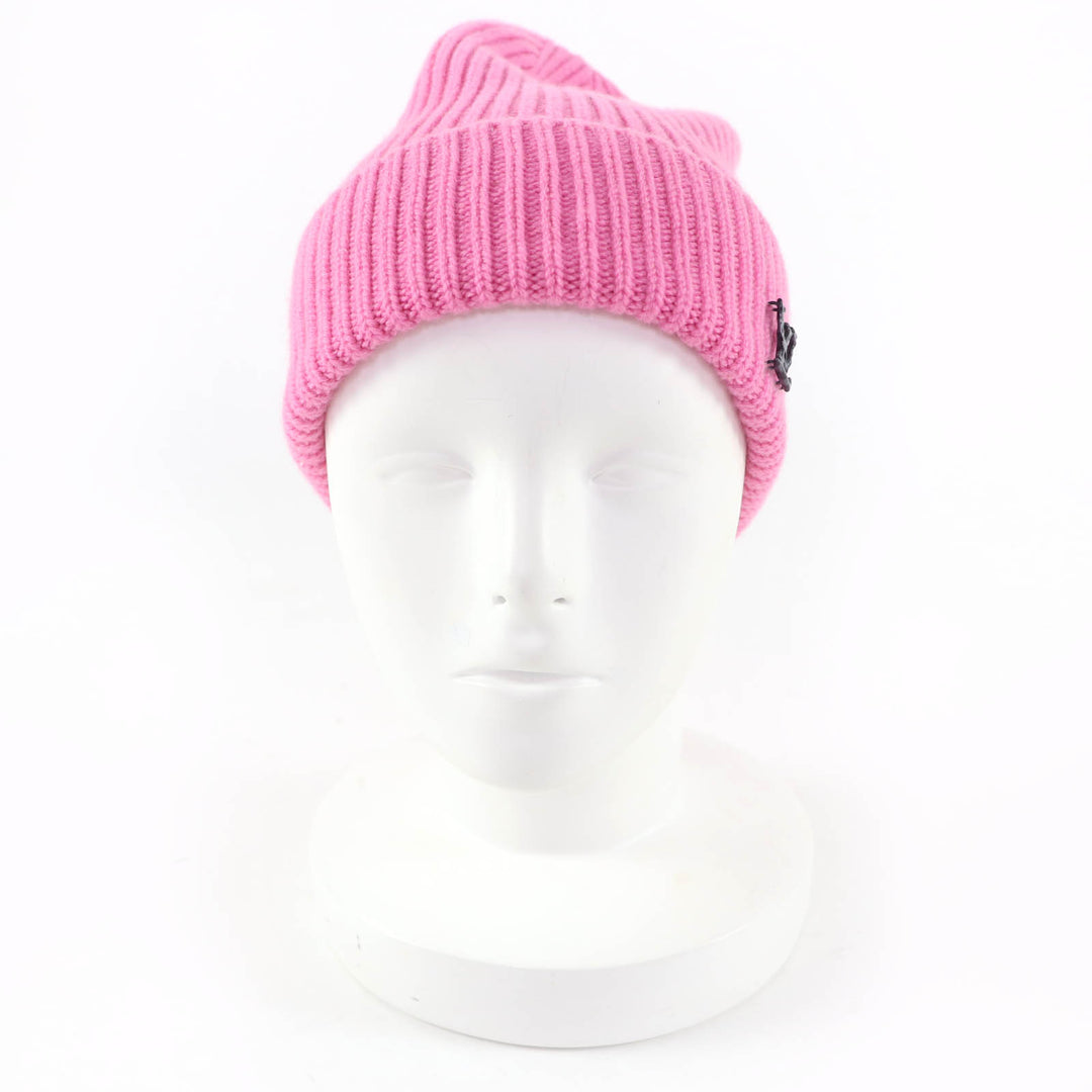 Excellent LOUIS VUITTON Knit cap Bonnet LV Ahead pink cashmere Women M77040