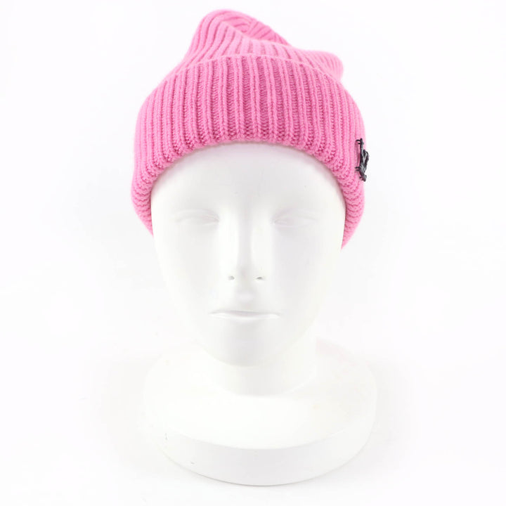 Excellent LOUIS VUITTON Knit cap Bonnet LV Ahead pink cashmere Women M77040