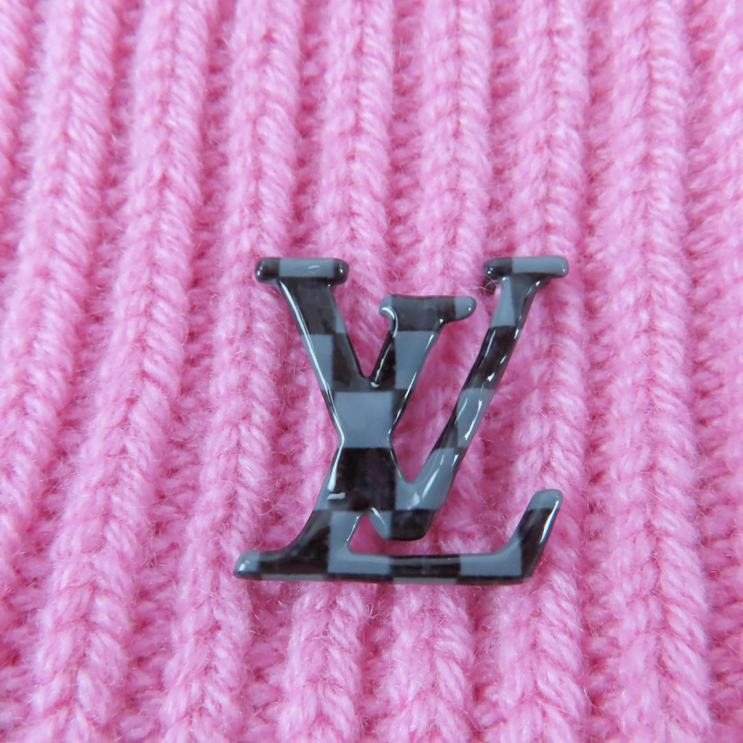 Excellent LOUIS VUITTON Knit cap Bonnet LV Ahead pink cashmere Women M77040
