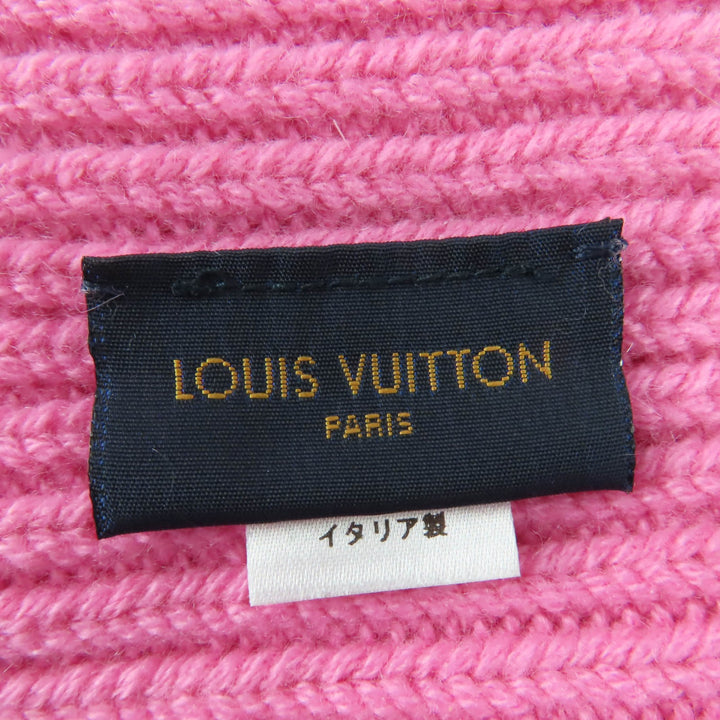 Excellent LOUIS VUITTON Knit cap Bonnet LV Ahead pink cashmere Women M77040