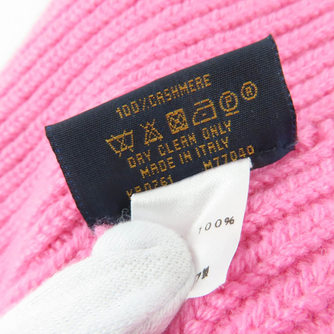 Excellent LOUIS VUITTON Knit cap Bonnet LV Ahead pink cashmere Women M77040