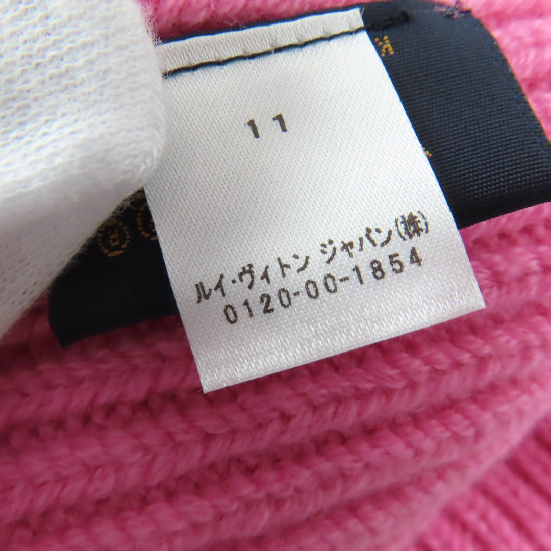 Excellent LOUIS VUITTON Knit cap Bonnet LV Ahead pink cashmere Women M77040
