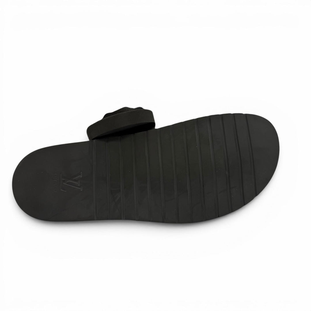 Excellent LOUIS VUITTON Sandals Miami Line Mules black leather mens 10