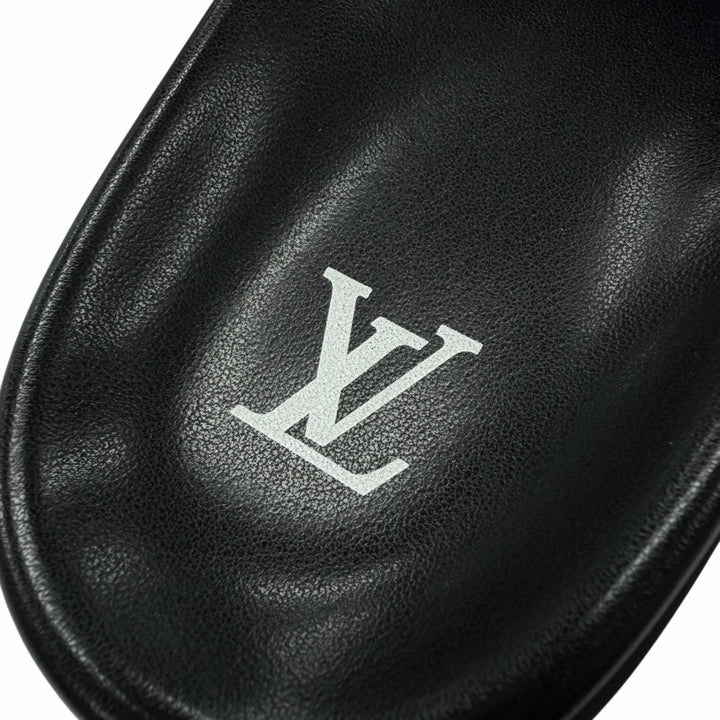 Excellent LOUIS VUITTON Sandals Miami Line Mules black leather mens 10